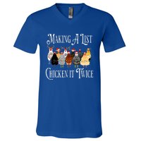 Funny Chicken Christmas Making A List Chicken It Twice V-Neck T-Shirt