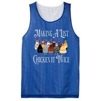 Funny Chicken Christmas Making A List Chicken It Twice Mesh Reversible Basketball Jersey Tank