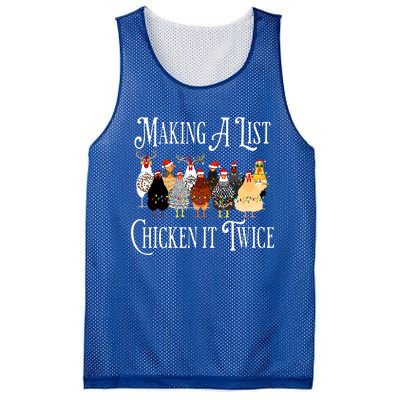 Funny Chicken Christmas Making A List Chicken It Twice Mesh Reversible Basketball Jersey Tank