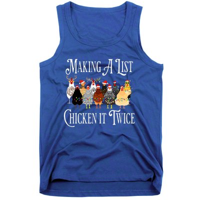 Funny Chicken Christmas Making A List Chicken It Twice Tank Top