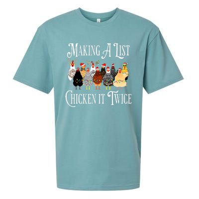 Funny Chicken Christmas Making A List Chicken It Twice Sueded Cloud Jersey T-Shirt