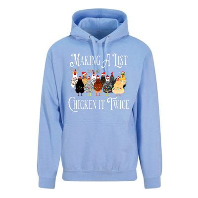 Funny Chicken Christmas Making A List Chicken It Twice Unisex Surf Hoodie