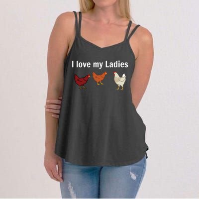 Funny Chicken Chicken Farmers I Love My Ladies Women's Strappy Tank