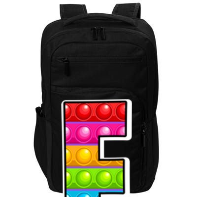 F Cutest Capital Letter F Alphabet Funny Poppin Pop It Gift Impact Tech Backpack