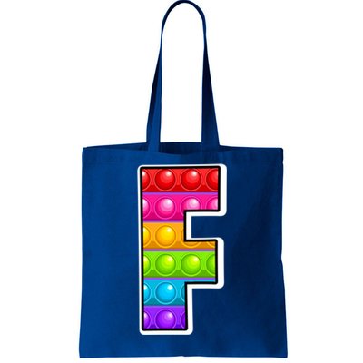 F Cutest Capital Letter F Alphabet Funny Poppin Pop It Gift Tote Bag