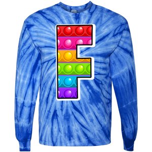 F Cutest Capital Letter F Alphabet Funny Poppin Pop It Gift Tie-Dye Long Sleeve Shirt