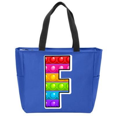 F Cutest Capital Letter F Alphabet Funny Poppin Pop It Gift Zip Tote Bag