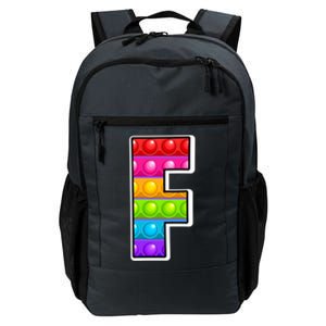 F Cutest Capital Letter F Alphabet Funny Poppin Pop It Gift Daily Commute Backpack