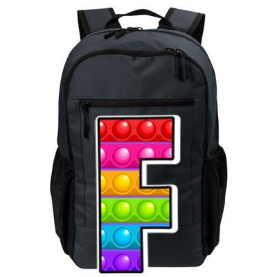 F Cutest Capital Letter F Alphabet Funny Poppin Pop It Gift Daily Commute Backpack