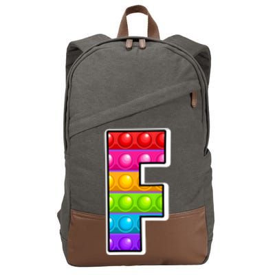 F Cutest Capital Letter F Alphabet Funny Poppin Pop It Gift Cotton Canvas Backpack