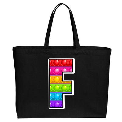 F Cutest Capital Letter F Alphabet Funny Poppin Pop It Gift Cotton Canvas Jumbo Tote