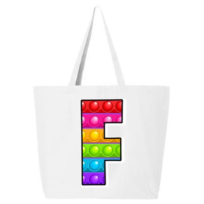 F Cutest Capital Letter F Alphabet Funny Poppin Pop It Gift 25L Jumbo Tote