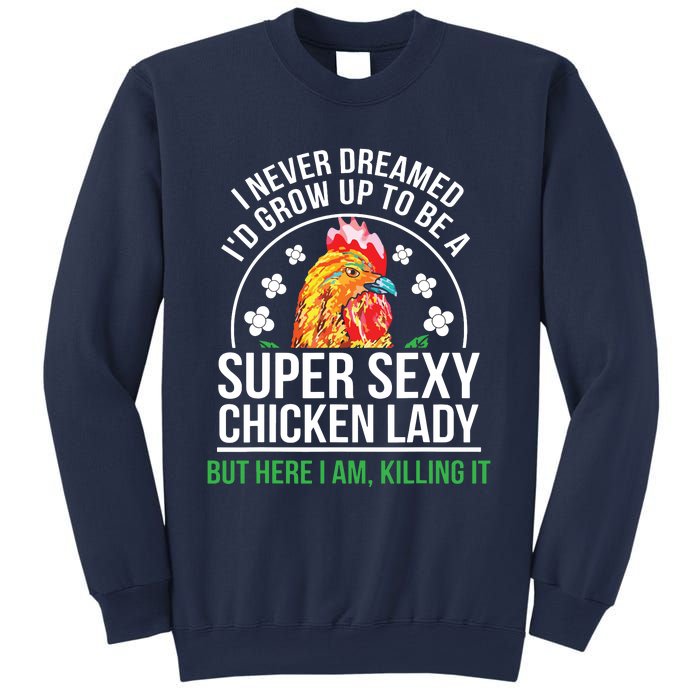 Funny Crazy Chicken Farmer Lady Women Sweatshirt