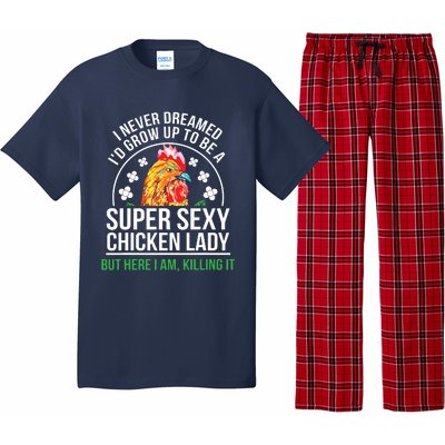 Funny Crazy Chicken Farmer Lady Women Pajama Set