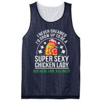 Funny Crazy Chicken Farmer Lady Women Mesh Reversible Basketball Jersey Tank