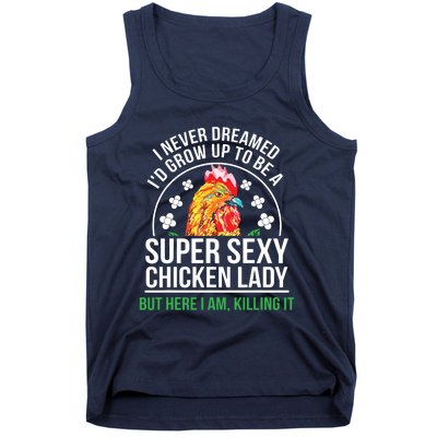 Funny Crazy Chicken Farmer Lady Women Tank Top