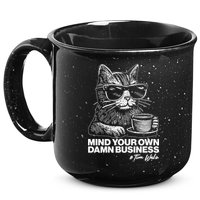 Funny Coffee Cat Mind Your Own Damn Business #Tim Walz 2024 Election 15oz Campfire Ceramic Mug