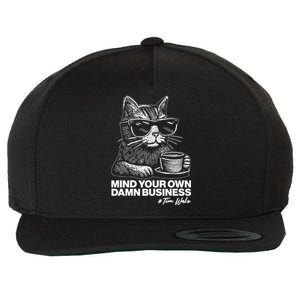 Funny Coffee Cat Mind Your Own Damn Business #Tim Walz 2024 Election Wool Snapback Cap