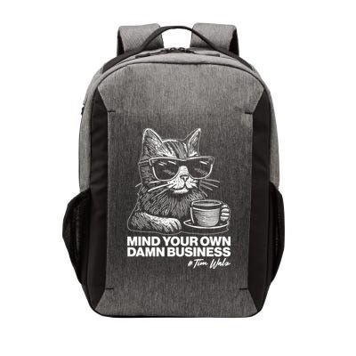 Funny Coffee Cat Mind Your Own Damn Business #Tim Walz 2024 Election Vector Backpack