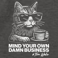 Funny Coffee Cat Mind Your Own Damn Business #Tim Walz 2024 Election Vector Backpack