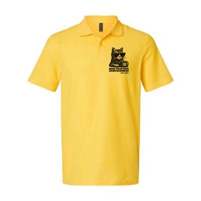 Funny Coffee Cat Mind Your Own Damn Business #Tim Walz 2024 Election Polo