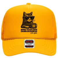 Funny Coffee Cat Mind Your Own Damn Business #Tim Walz 2024 Election Trucker Hat