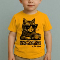 Funny Coffee Cat Mind Your Own Damn Business #Tim Walz 2024 Election Toddler T-Shirt