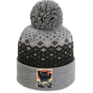 Funny Catzilla Cat Monster Cat Meowzilla Ukiyoe Catzilla The Baniff Cuffed Pom Beanie