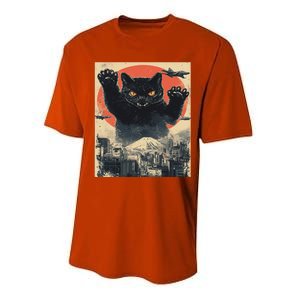 Funny Catzilla Cat Monster Cat Meowzilla Ukiyoe Catzilla Performance Sprint T-Shirt