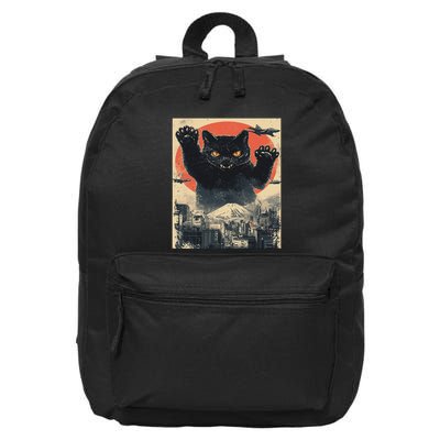 Funny Catzilla Cat Monster Cat Meowzilla Ukiyoe Catzilla 16 in Basic Backpack