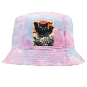 Funny Catzilla Cat Monster Cat Meowzilla Ukiyoe Catzilla Tie-Dyed Bucket Hat