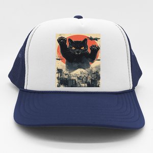 Funny Catzilla Cat Monster Cat Meowzilla Ukiyoe Catzilla Trucker Hat