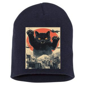 Funny Catzilla Cat Monster Cat Meowzilla Ukiyoe Catzilla Short Acrylic Beanie