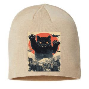 Funny Catzilla Cat Monster Cat Meowzilla Ukiyoe Catzilla Sustainable Beanie