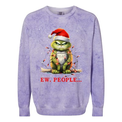 Funny Christmas Cat Ew People Meowy Cat Lovers Colorblast Crewneck Sweatshirt