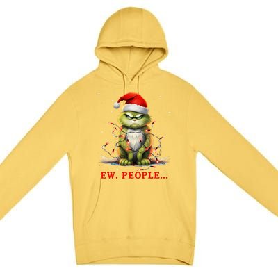 Funny Christmas Cat Ew People Meowy Cat Lovers Premium Pullover Hoodie