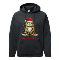 Funny Christmas Cat Ew People Meowy Cat Lovers Performance Fleece Hoodie