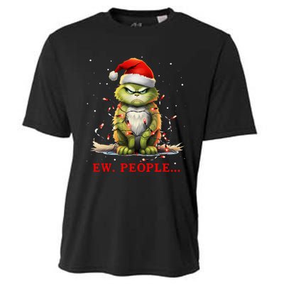 Funny Christmas Cat Ew People Meowy Cat Lovers Cooling Performance Crew T-Shirt