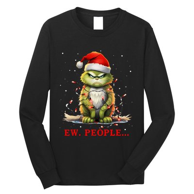 Funny Christmas Cat Ew People Meowy Cat Lovers Long Sleeve Shirt