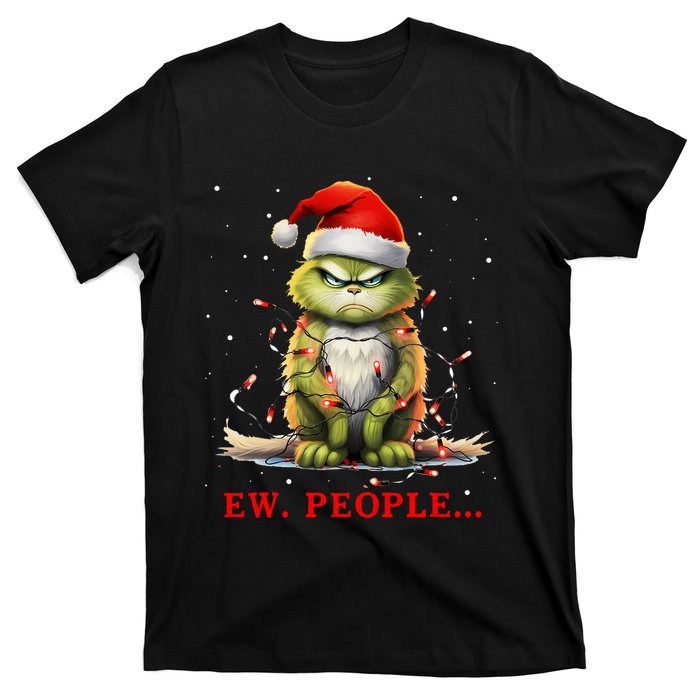 Funny Christmas Cat Ew People Meowy Cat Lovers T-Shirt