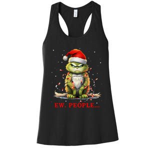 Funny Christmas Cat Ew People Meowy Cat Lovers Women's Racerback Tank