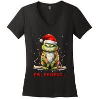 Funny Christmas Cat Ew People Meowy Cat Lovers Women's V-Neck T-Shirt