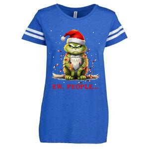 Funny Christmas Cat Ew People Meowy Cat Lovers Enza Ladies Jersey Football T-Shirt