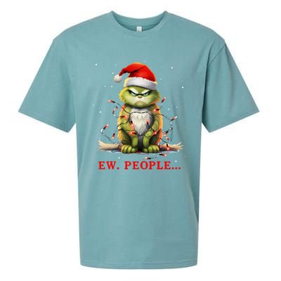 Funny Christmas Cat Ew People Meowy Cat Lovers Sueded Cloud Jersey T-Shirt