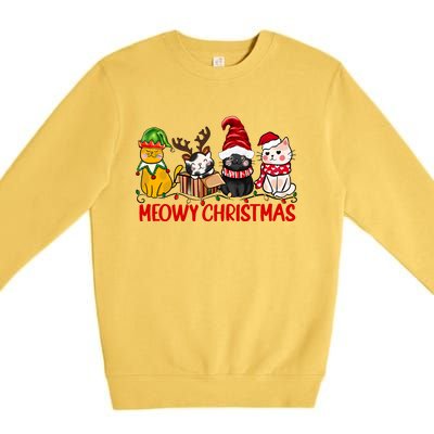 Funny Christmas Cats Cute Kitten Cats Santa Hat Xmas Premium Crewneck Sweatshirt