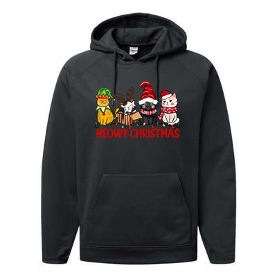 Funny Christmas Cats Cute Kitten Cats Santa Hat Xmas Performance Fleece Hoodie