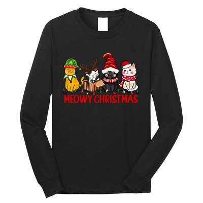 Funny Christmas Cats Cute Kitten Cats Santa Hat Xmas Long Sleeve Shirt