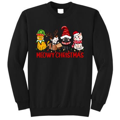 Funny Christmas Cats Cute Kitten Cats Santa Hat Xmas Sweatshirt