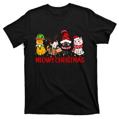 Funny Christmas Cats Cute Kitten Cats Santa Hat Xmas T-Shirt