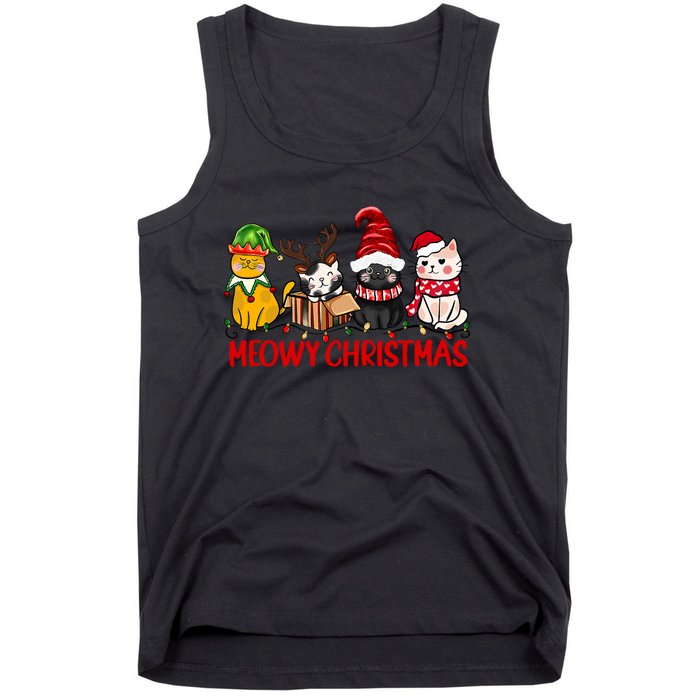 Funny Christmas Cats Cute Kitten Cats Santa Hat Xmas Tank Top